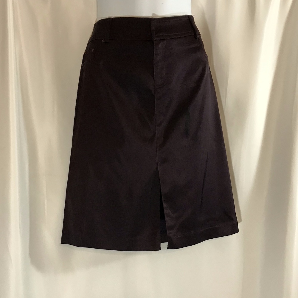 Plum Satin Pencil Skirt by Cache
